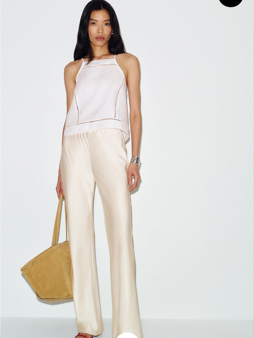 Reformation Gale Satin Mid Rise Bias Pant